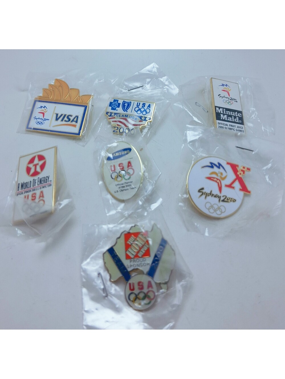 USA Olympic 2000 SYDNEY Lot 7 Lapel Pin PINS All Sponsors X Visa TEXACO NIP NEW